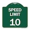 Signmission Speed Reduction Sign Speed Limit 10 Mph, Green & White Aluminum Sign, 18" x 18", GW-1818-22877 A-DES-GW-1818-22877 - alternate 1